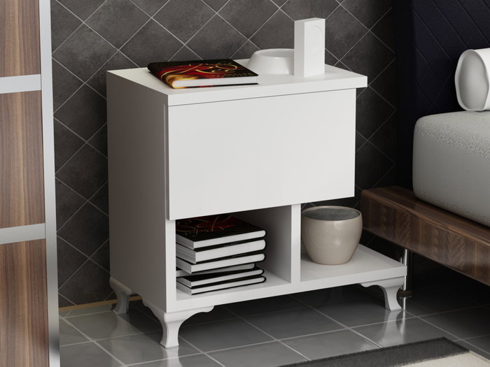 Hanah Home Mesilla de Noche Blanca 46.8cm Ancho x 46.8cm Alto x 33cm Fondo